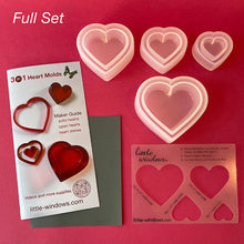Load image into Gallery viewer, 3-in-1 Heart Molds Set (super shiny silicone, make solid hearts, open hearts, and heart dishes in 4 sizes)