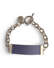 Load image into Gallery viewer, Navy Leather and Chain ID Toggle Bracelet