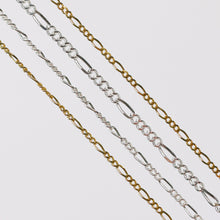 Load image into Gallery viewer, Charlie Permanent Jewelry Chain, Figaro Design, Lie Flat Links, Available in Gold Options and Sterling Silver