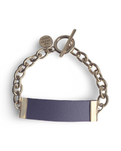 Load image into Gallery viewer, Navy Leather and Chain ID Toggle Bracelet