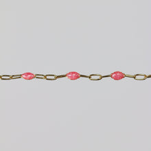 Load image into Gallery viewer, Lavinia Permanent Jewelry Chain, Pink Enamel Design, Cable Links, Available in Gold Filled and Sterling Silver