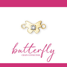 Load image into Gallery viewer, Butterfly Connector | 14K Gold Filled Yellow | 8.7mm | White Gemstone | 4pk
