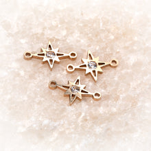 Load image into Gallery viewer, Northstar Connector | 14K Gold Filled Yellow | 10mm | White Gemstone | 4pk