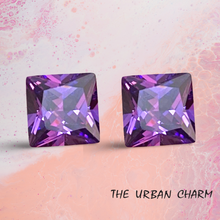 Load image into Gallery viewer, 10mm Princess Amethyst Cubic Zirconia AAAAA quality Lab-grown Loose Gemstones : Set of 2
