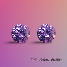 Load image into Gallery viewer, 8mm Round Amethyst Cubic Zirconia AAAAA quality Lab-grown Loose Gemstones : Set of 2