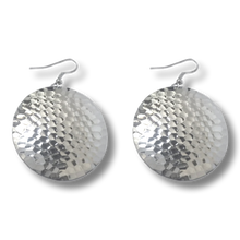 Load image into Gallery viewer, Silver Hammered Circle Earrings