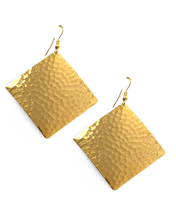 Load image into Gallery viewer, Hammered Diamond Dome Dangle Earrings