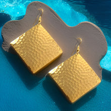 Load image into Gallery viewer, Hammered Diamond Dome Dangle Earrings