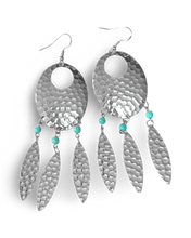 Load image into Gallery viewer, Navette Dream Catcher Earrings with Turquoise Accents and Feathers by The Urban Charm