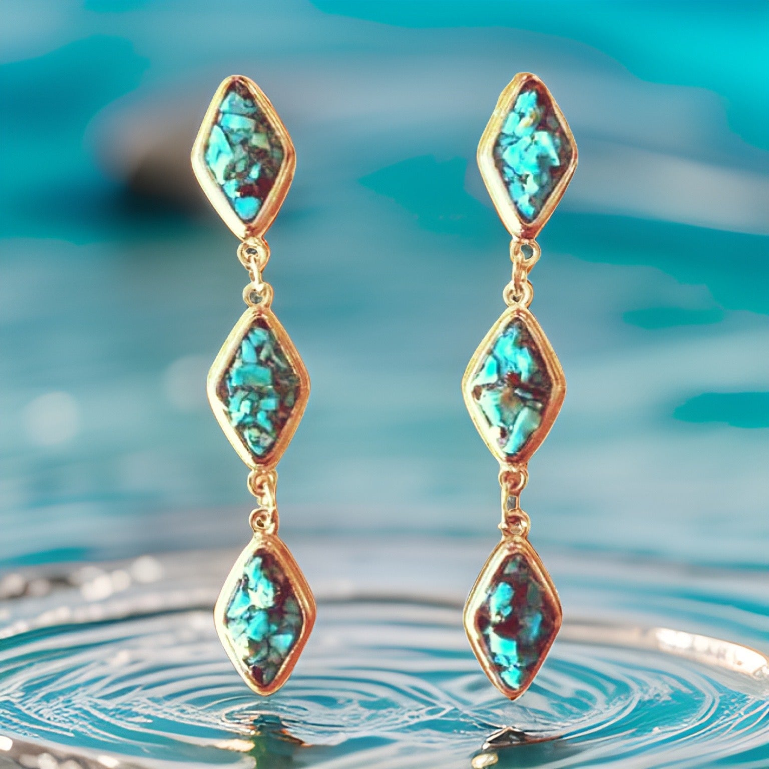 Natural Turquoise and Silver Tier Drop Earrings by The Urban Charm ...