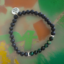 Load image into Gallery viewer, Black Lava Rock with Green Tiger's Eye Bracelet