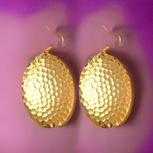 Load image into Gallery viewer, Hammered Oval Domed Dangle Earrings