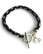 Load image into Gallery viewer, Black Suede Woven Cable Chain Toggle Bracelet