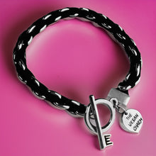 Load image into Gallery viewer, Black Suede Woven Cable Chain Toggle Bracelet