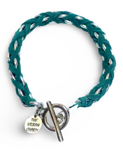 Load image into Gallery viewer, Turquoise Suede Woven Cable Chain Toggle Bracelet