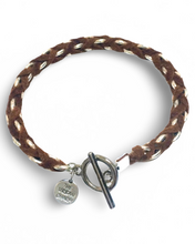 Load image into Gallery viewer, Camel Suede Woven Cable Chain Toggle Bracelet