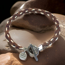 Load image into Gallery viewer, Camel Suede Woven Cable Chain Toggle Bracelet