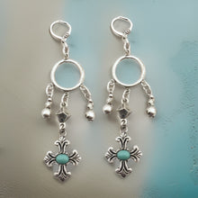 Load image into Gallery viewer, Silver Cross Dangle Earrings