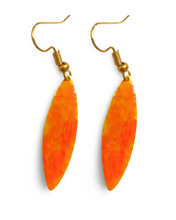 Load image into Gallery viewer, Yellow Orange Marble Mini Navette Lures of Love Earrings