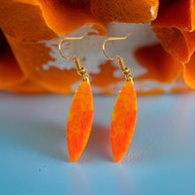 Load image into Gallery viewer, Yellow Orange Marble Mini Navette Lures of Love Earrings