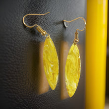 Load image into Gallery viewer, Yellow Marble Mini Navette Lures of Love Earrings