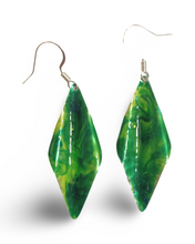 Load image into Gallery viewer, Green Yellow Marble Wavy Lures of Love Earrings