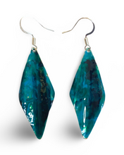 Load image into Gallery viewer, Blue Green Marble Wavy Lures of Love Earrings