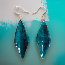 Load image into Gallery viewer, Blue Green Marble Wavy Lures of Love Earrings