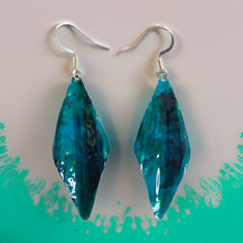 Load image into Gallery viewer, Blue Green Marble Wavy Lures of Love Earrings