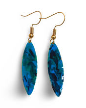 Load image into Gallery viewer, Blue Green Marble Mini Navette Lures of Love Earrings
