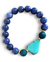 Load image into Gallery viewer, Lapis Lazuli, Lava Rock and Turquoise Stone Bracelet