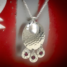 Load image into Gallery viewer, Hammered Ruby Chandelier Necklace
