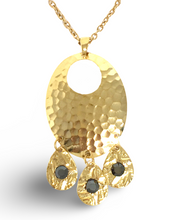 Load image into Gallery viewer, Hammered Jet Black Chandelier Necklace