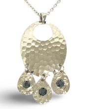Load image into Gallery viewer, Hammered Jet Black Chandelier Necklace