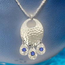 Load image into Gallery viewer, Hammered Sapphire Chandelier Necklace