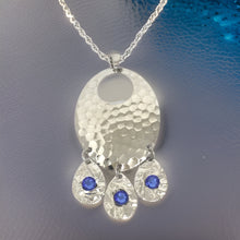 Load image into Gallery viewer, Hammered Sapphire Chandelier Necklace
