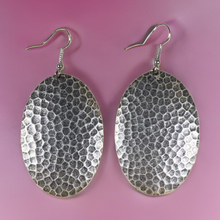 Load image into Gallery viewer, Hammered Oval Domed Dangle Earrings