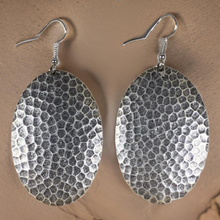 Load image into Gallery viewer, Hammered Oval Domed Dangle Earrings