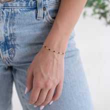 Load image into Gallery viewer, Ilaria Permanent Jewelry Chain, Black Enamel Design, Cable Links, Available in Gold Filled and Sterling Silver