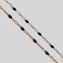 Load image into Gallery viewer, Ilaria Permanent Jewelry Chain, Black Enamel Design, Cable Links, Available in Gold Filled and Sterling Silver