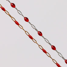 Load image into Gallery viewer, Irena Permanent Jewelry Chain, Red Enamel Design, Cable Links, Available in Gold Filled and Sterling Silver