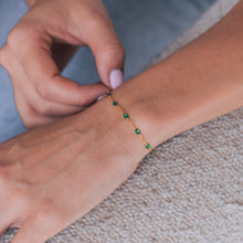 Load image into Gallery viewer, Esmerelda Permanent Jewelry Chain, Emerald Green Enamel Design, Cable Links, Available in Gold Filled and Sterling Silver