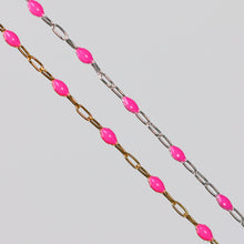Load image into Gallery viewer, Leonora Permanent Jewelry Chain, Rose Enamel Design, Cable Links, Available in Gold Filled and Sterling Silver