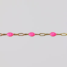 Load image into Gallery viewer, Leonora Permanent Jewelry Chain, Rose Enamel Design, Cable Links, Available in Gold Filled and Sterling Silver