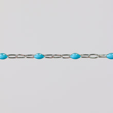 Load image into Gallery viewer, Nadia Permanent Jewelry Chain, Turquoise Enamel Design, Cable Links, Available in Gold Filled and Sterling Silver