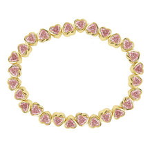 Load image into Gallery viewer, Stretchy Bezel Heart Bracelet Pink