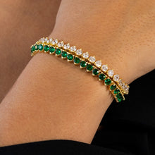 Load image into Gallery viewer, Melinda Tennis Bracelet- Emerald