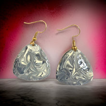 Load image into Gallery viewer, Black & White Marble Guitar Pick Lures of Love Earrings