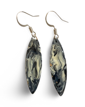 Load image into Gallery viewer, Black & White Marble Mini Navette Lures of Love Earrings