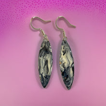Load image into Gallery viewer, Black & White Marble Mini Navette Lures of Love Earrings